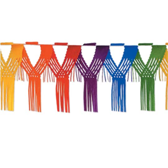 Beistle 12ft. Rainbow Drop Fringe Garlands, 2ct.
